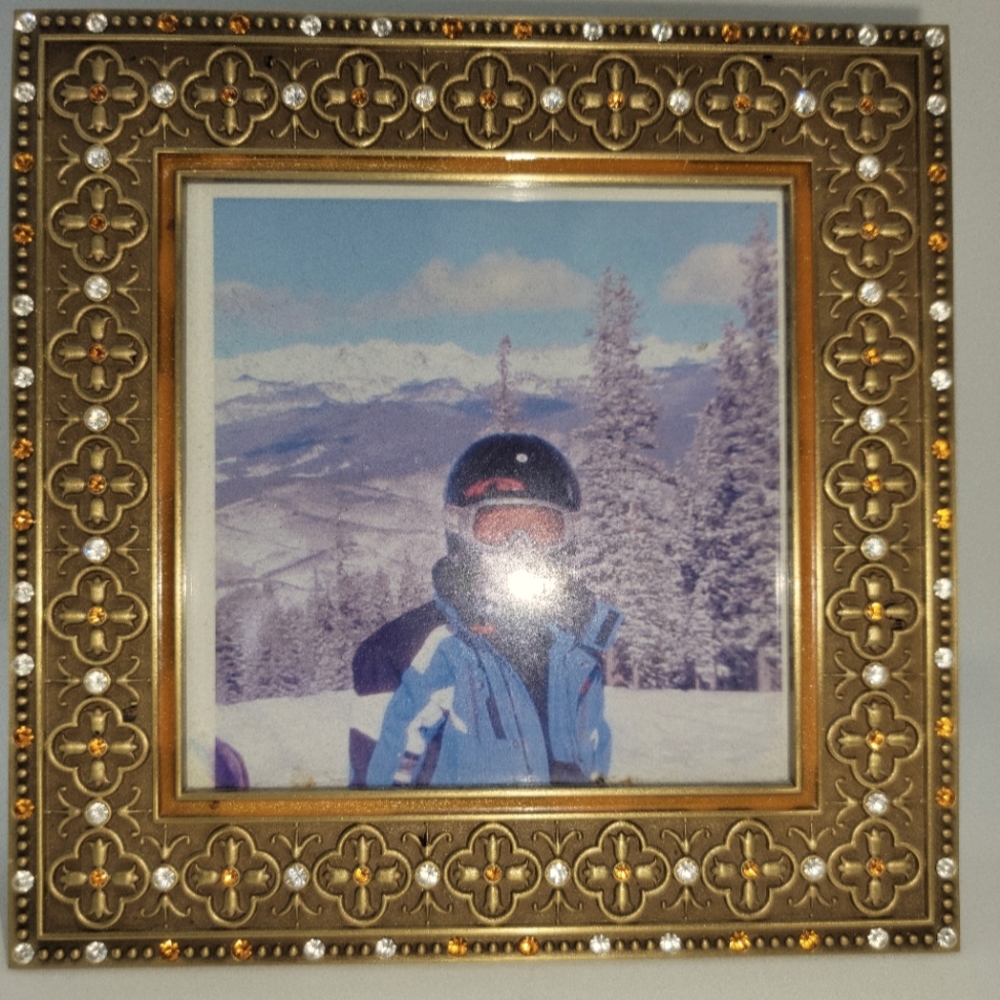 Crystal and gold picture frame